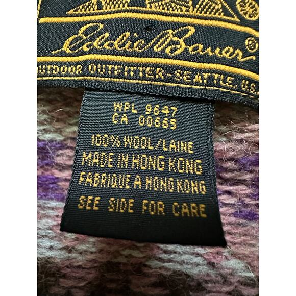 Eddie Bauer 100% Wool Cardigan Sweater Women s M Relaxed Nordic Fairisle classic - Picture 9 of 13